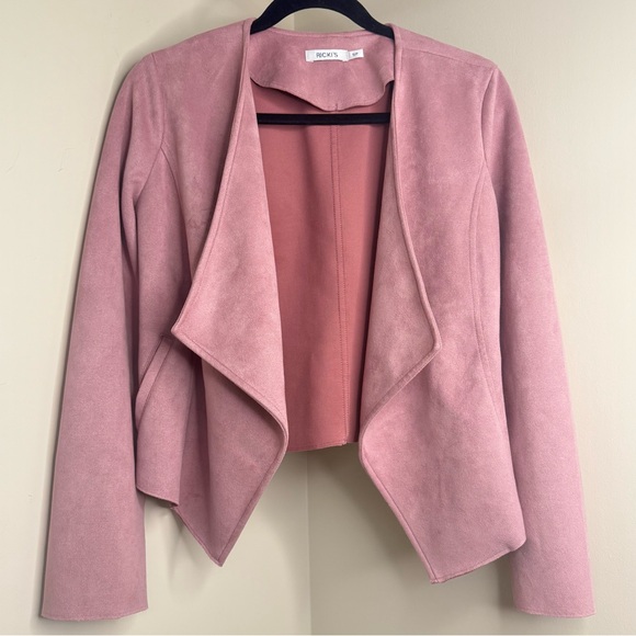 Ricki’s Dusty Rose Faux Suede Waterfall Blazer Jacket – Size Small - Picture 1 of 5